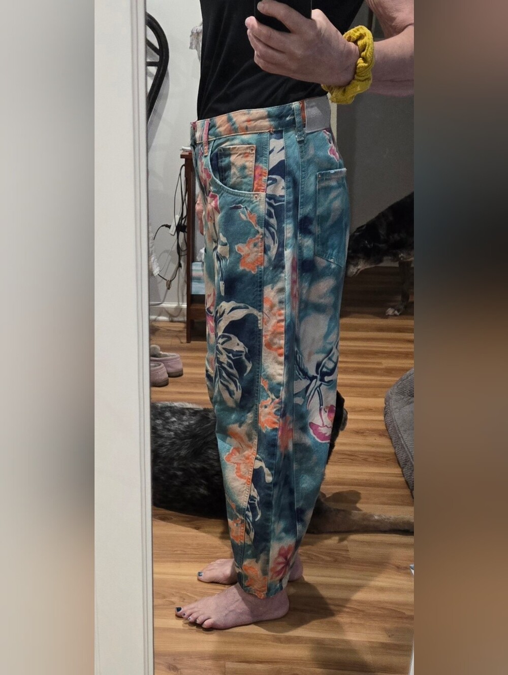 Free People Good Luck Barrel Jeans Pool Floral 30 - Picture 12 of 15
